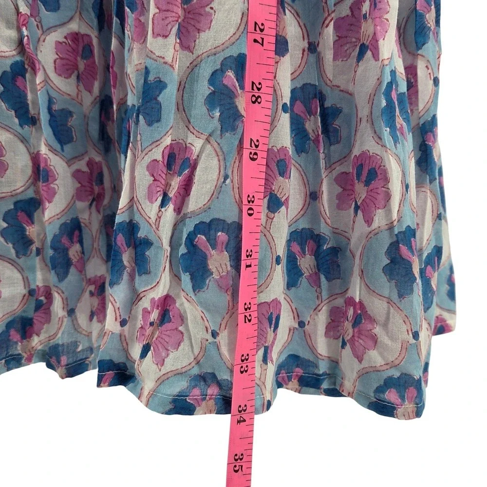 Oliphant Sleeveless Tiered Mini Dress Iris Blue Floral Halter L Boho Summer - Picture 7 of 10